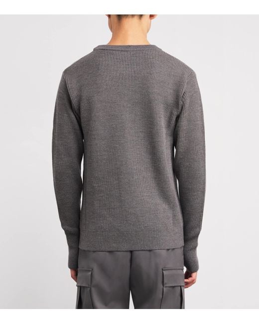 Barena Gray Virgin Wool Crew-Neck Sweater for men