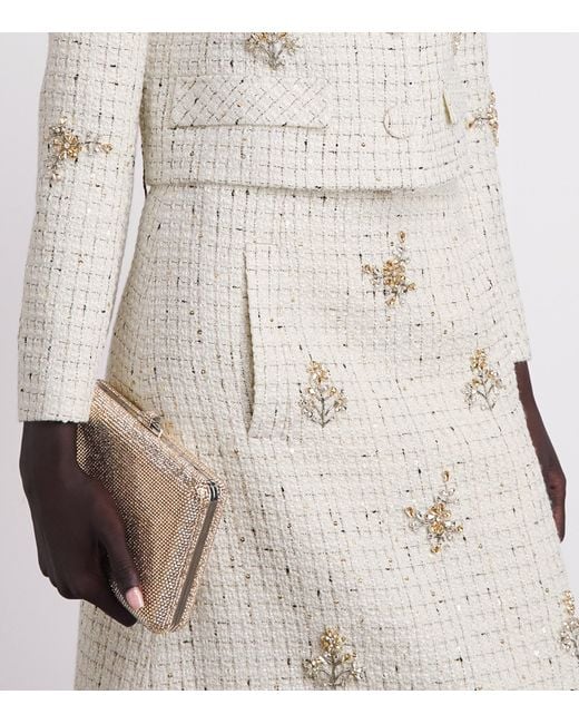Huishan Zhang White Tweed Evelina Midi Skirt