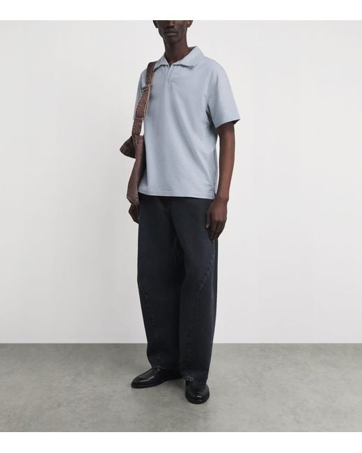 Wax London Blue Organic Cotton Atwood Polo Shirt for men