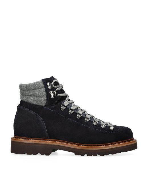 Brunello Cucinelli Black Suede Wool-trim Mountain Boots for men