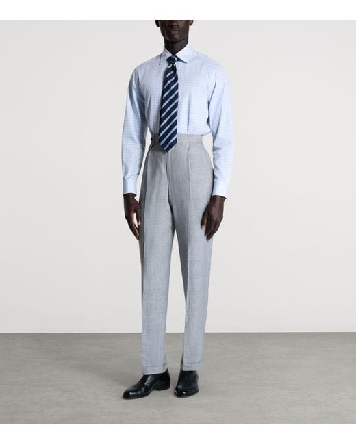 Dunhill Blue Cotton Check Shirt for men