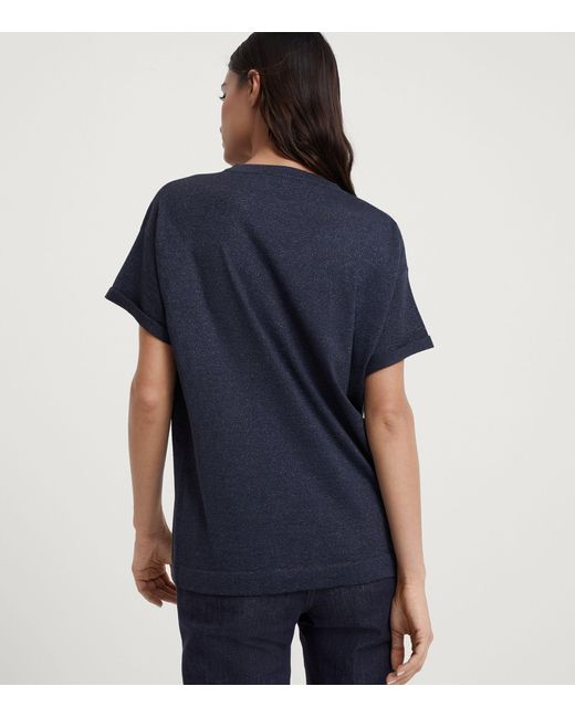Brunello Cucinelli Blue Silk-cashmere Blend T-shirt