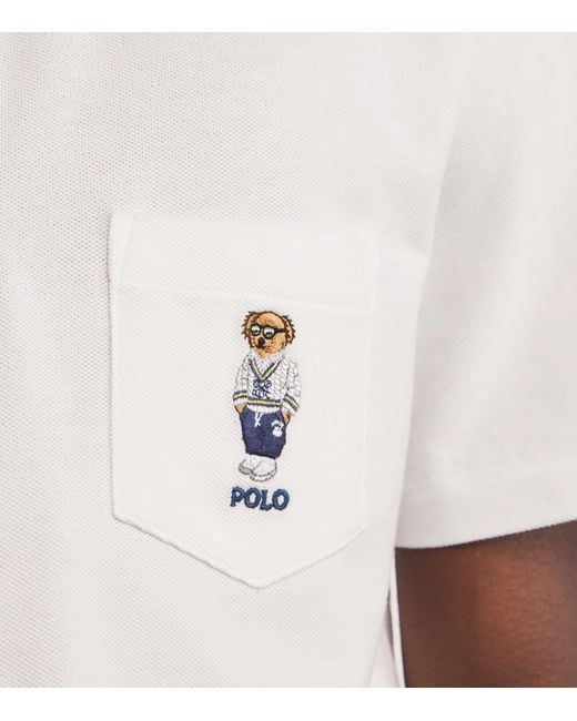 Polo Ralph Lauren White Cotton Polo Bear Pocket Polo Shirt for men