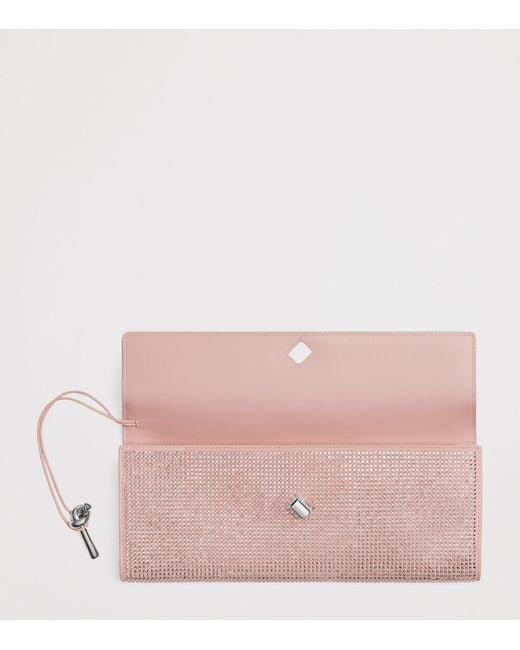 Bottega Veneta Pink Leather Crystal-Embellished Andiamo Clutch Bag