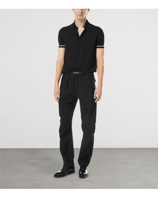 Tom Ford Black Virgin Wool-Blend Cargo Trousers for men