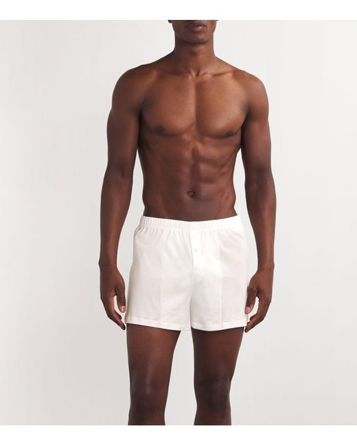 Hanro White Cotton Boxer Shorts for men