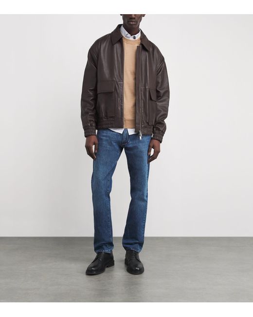 Jacob Cohen Brown Wool-Silk Contrast-Neckline Sweater for men