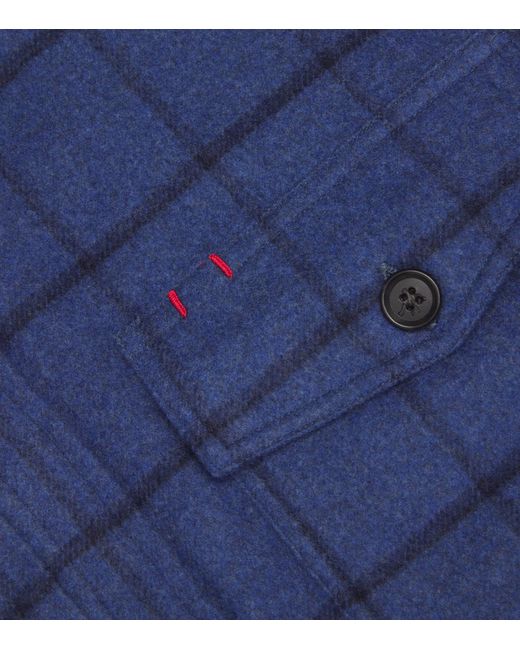 Isaia Blue Wool-Cashmere Overshirt for men