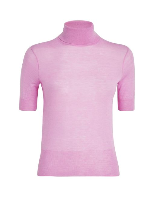Joseph Pink Cashmere High-neck Cashair Sweater