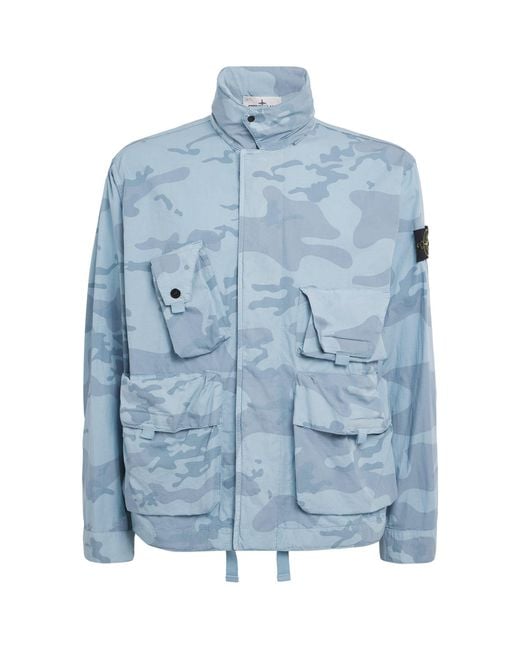Stone Island Blue Ripstop Faded Camo Jacket for men