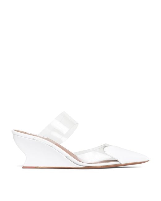 Alaïa White Leather-Pvc Le Coeur Wedge Mules 60