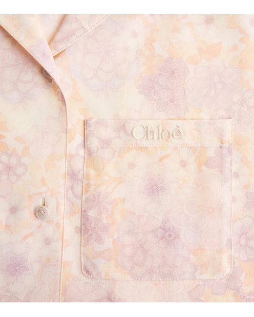 Chloé Pink Silk Floral Print Shirt