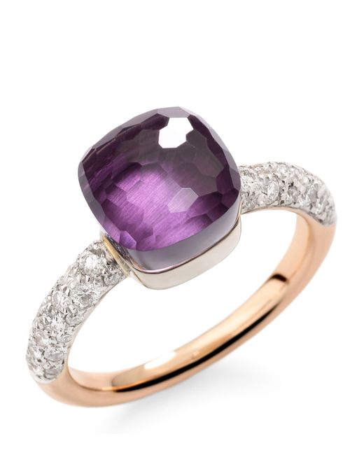 Pomellato Pink Rose, Diamond And Amethyst Nudo Petit Ring