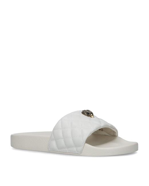 Kurt Geiger White Quilted Meena Eagle Slides