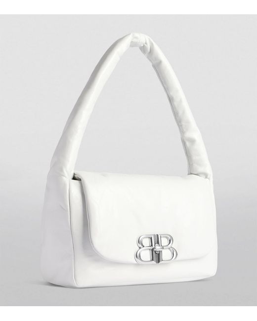 Balenciaga White Leather Monaco M Shoulder Bag