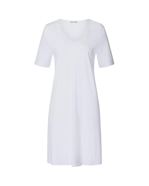 Hanro White Short-Sleeve Cotton Silk Nightdress