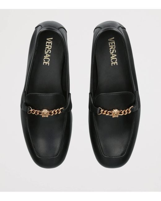 Versace Black Calfskin Medusa Loafers