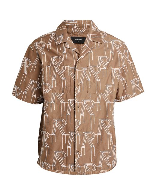 Represent Brown Embroidered Monogram Shirt for men