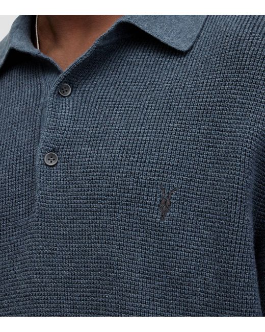 AllSaints Blue Cotton-wool Polo Shirt for men