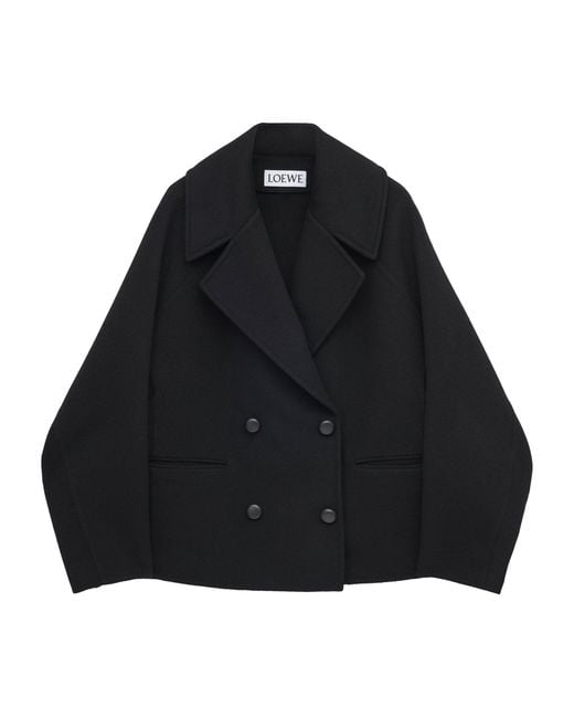 Loewe Black Wool Double-Breasted Short Coat