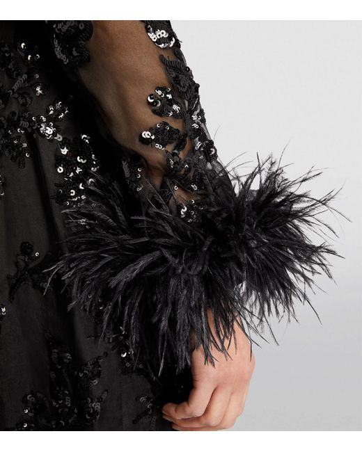 Erdem Black Silk Embellished Gown
