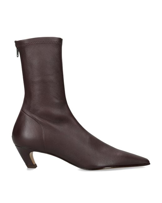 Khaite Brown Leather Arizona Ankle Boots 40