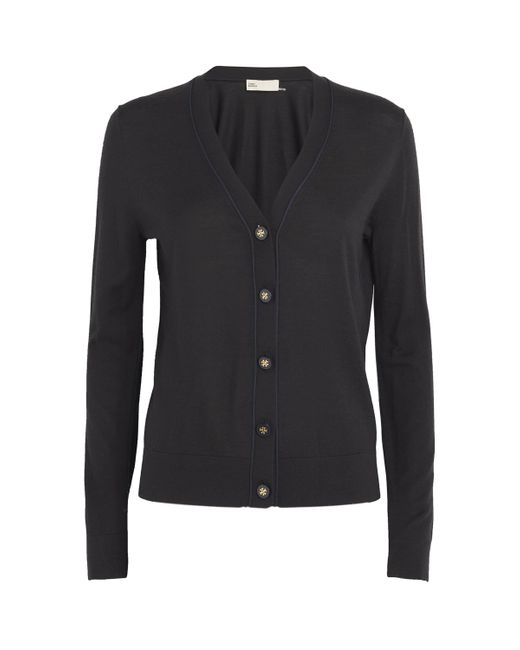 Tory Burch Black Wool-Silk Simone Cardigan