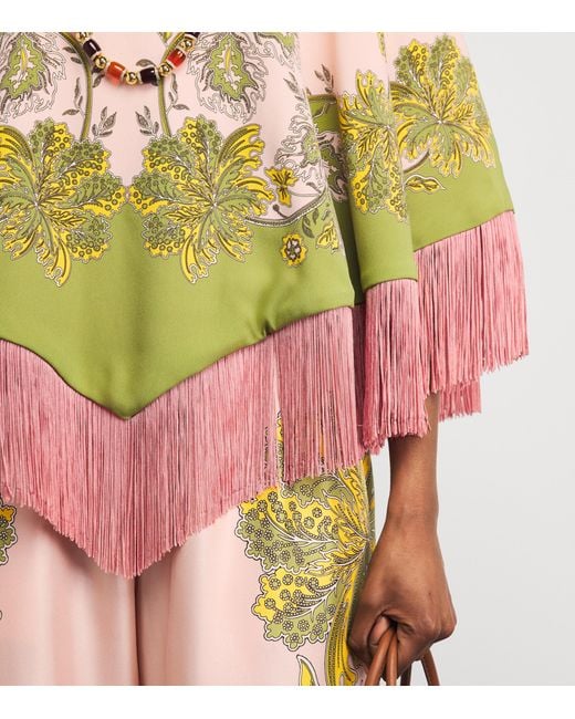 LaDoubleJ Multicolor Reversible Fringed Poncho