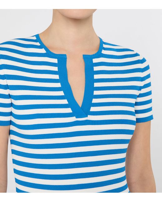Max Mara Blue Scarf-Detail Stripe T-Shirt
