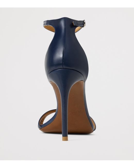 Ralph Lauren Blue Calf Leather Perrin Heeled Sandals 95