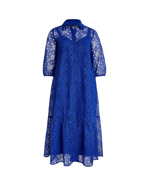 Marina Rinaldi Blue Macramé Shirt Dress