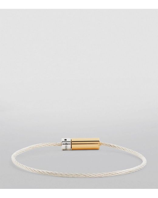 Le Gramme White Sterling Silver And Yellow Gold Cable Bangle for men