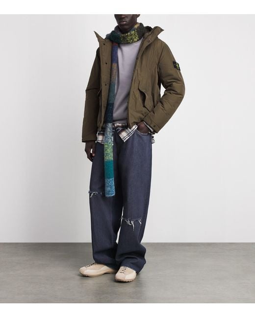 Stone Island Green Down Micro Twill Short Parka for men