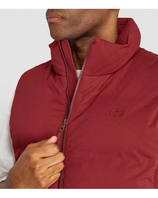 Lacoste Padded High-neck Gilet in Red for Men | Lyst
