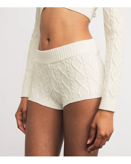 Skims White Cable-Knit Shorts