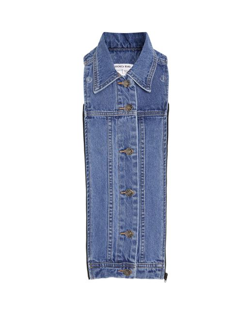 Veronica Beard Blue Wool-Cashmere Striped Jacket Dickey