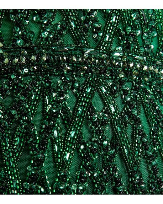 Zuhair Murad Green Beaded Arabesque-detail Gown