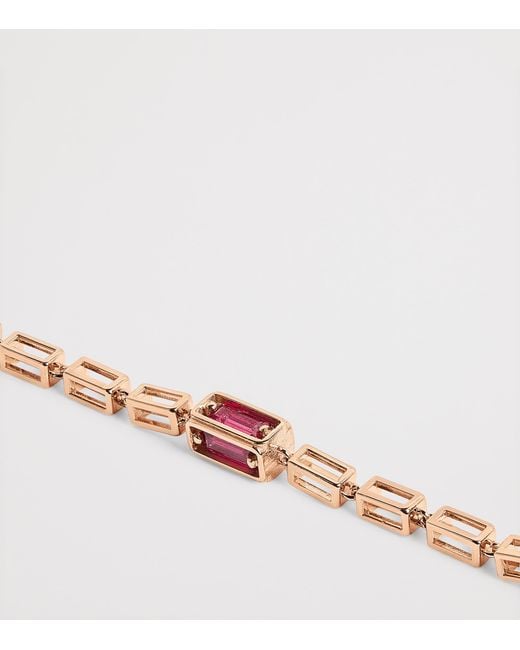 Suzanne Kalan Metallic And Ruby Large Block Chain Bracelet