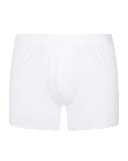 Derek Rose White Pima Cotton Stretch Open Trunks for men