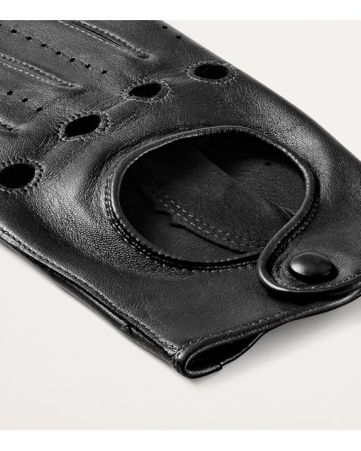 Aspinal Black Nappa Leather Driving Gloves for men