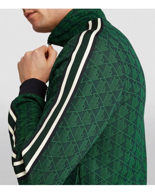 Lacoste Green Monogram Zip-up Jacket for men
