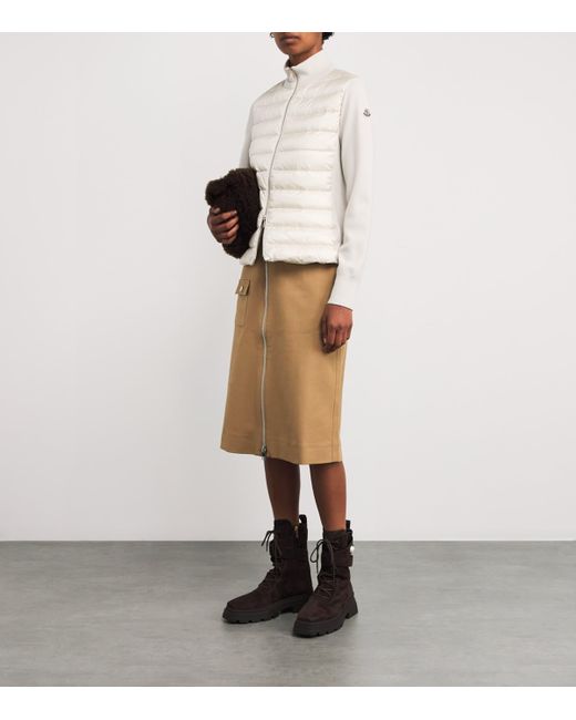 Moncler White Down Panelled Cardigan