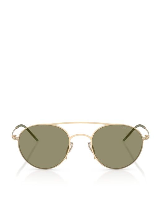 Giorgio Armani Green Metal Round Sunglasses for men