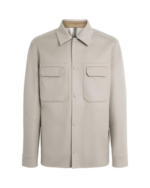 Sease Gray Wool-Blend Fleece Double Overshirt for men