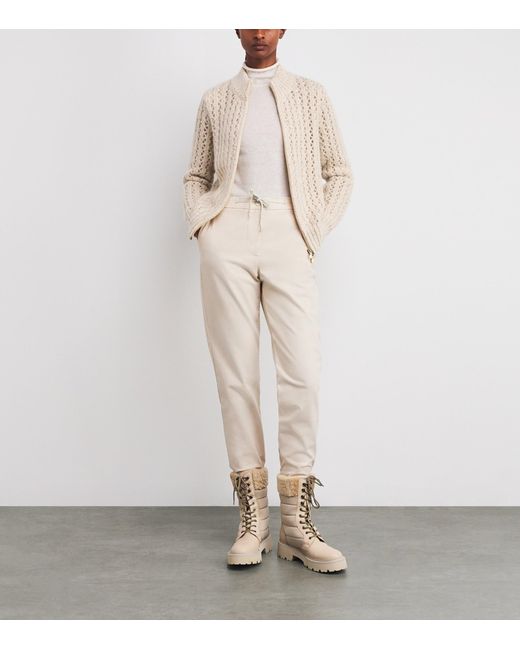 Eleventy Natural Cotton-Blend Drawstring Trousers