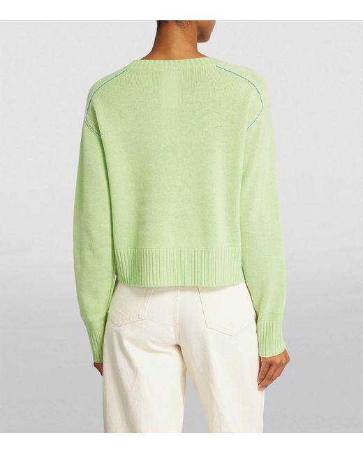 MAX&Co. Green Cashmere Embroidered Heart Sweater