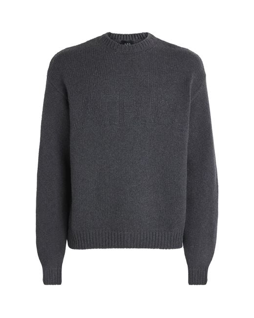A.P.C. Gray Wool Logo George Sweater for men
