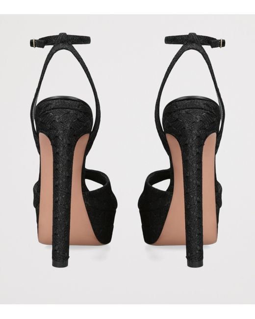 Aquazzura Black Leather Divine Sandals 130