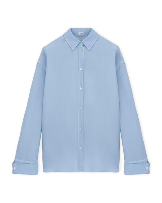 Loewe Blue Wool-Silk Draped Shirt