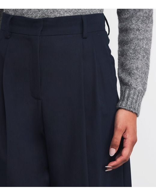 Weekend by Maxmara Blue Cotton Wide-Leg Trousers